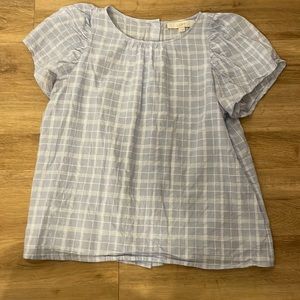 Loft Blue and white checked top. Buttoned up back Size Medium